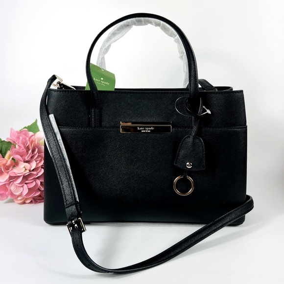 Kate Spade Black Satchel Crossbody Leather Bag NWT - Picture 2 of 16